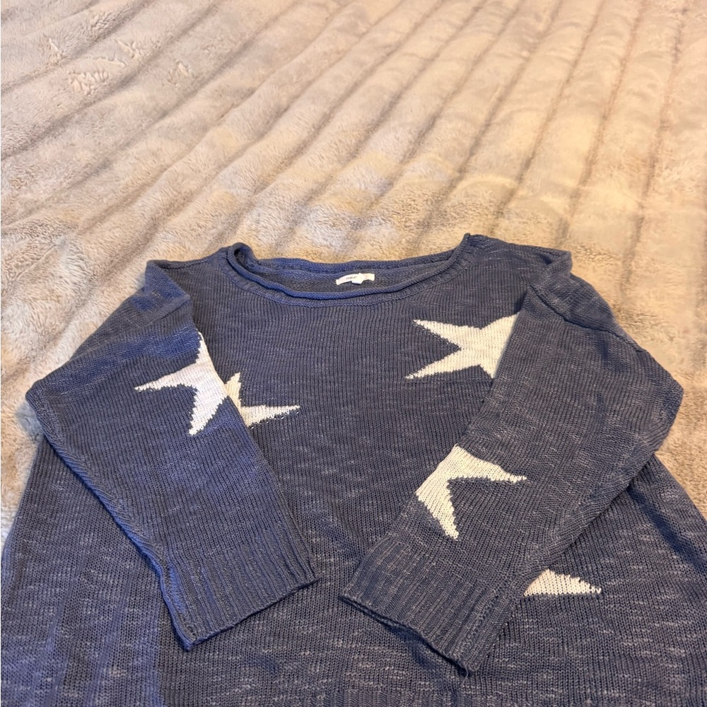 Maurices Navy Sweater with Cream Stars
